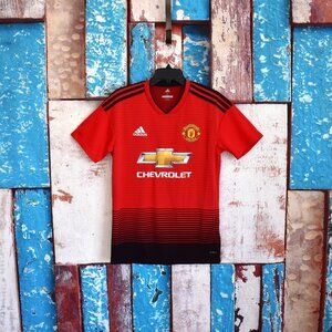 Men's Adidas Manchester United 18/19 Home Jersey Soccer SMALL Red-Black CG0040